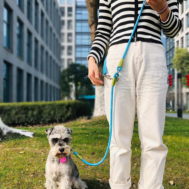Reflective Nylon Leashes Pet Dogs Chain Traction Rope Leads for Running Dog Walking Free Hands Rope Chain for Small Large Dogs 